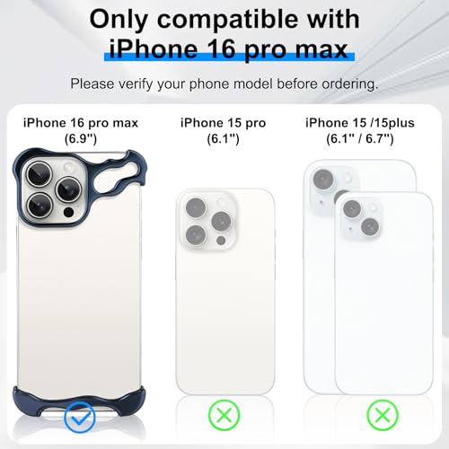 Frameless Phone Case Crafted for iPhone 16 Pro Max Blue - color: Aluminum Blue, size: iPhone 16 Pro Max