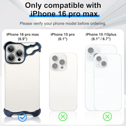 Frameless Phone Case Crafted for iPhone 16 Pro Max Blue - color: Aluminum Blue, size: iPhone 16 Pro Max