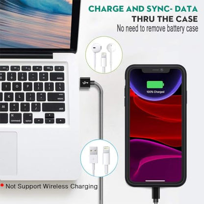 Battery Case for iPhone 11, 7000mAh Slim Portable Rechargeable Smart Protective Pack Cover Power Bank Charging Case Compatible with iPhone 11 (6.1 inch) Extended Battery Charger Cover(Black) - size: iPhone 11-7000mAh