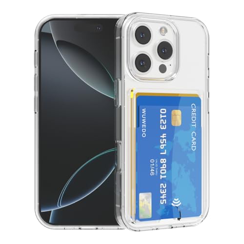 for iPhone 16 Pro Clear Card Case - Hybrid Slim Fit Transparent Wallet Cover with Card Holder Slot, TPU + PC, Anti-Yellowing, 6.3" 2024 - color: Clear, size: iPhone 16 Pro