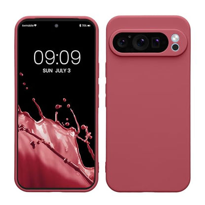 kwmobile Case Compatible with Google Pixel 9 Pro XL Case - Protective Slim TPU Phone Cover - Soft Matte Finish - Dark Rose - color: Dark Rose