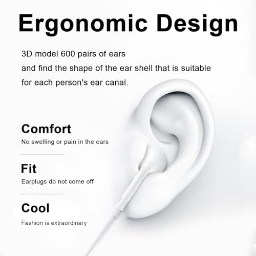 2 Pack for iPhone Headphones Wired Earbuds, in-Ear Headphones with Lighting Connector, Earphones Built in Microphone & Volume Control, Compatible with iPhone 14 13 12 11 XR XS X 8 7 Pro Pro Max Plus
