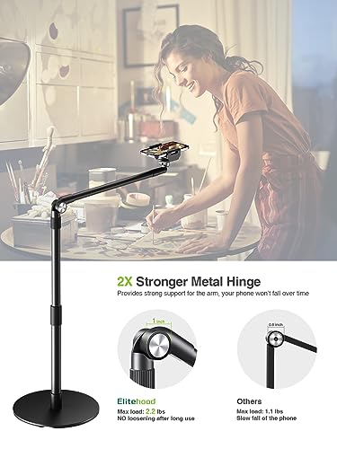 elitehood Overhead Phone Stand, Overhead Tripod for iPhone Desk Recording - style: Desk Stand