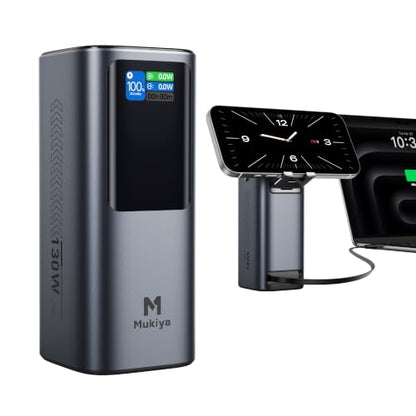 Mukiya 20000mAh Laptop Power Bank with Retractable Cable & Stand