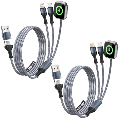 Cruise Essentials 2026,3 in 2 Multi Charging Cable for iPhone Watch Charger - color: Slate Gray&White, size: AC to C+L+iWatch