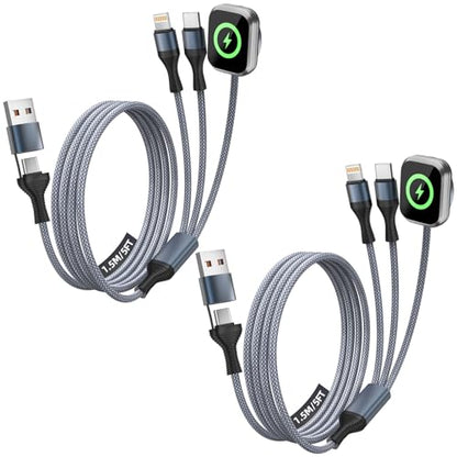 Cruise Essentials 2026,3 in 2 Multi Charging Cable for iPhone Watch Charger - color: Slate Gray&White, size: AC to C+L+iWatch