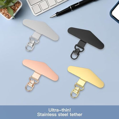360°Rotatable Metal Phone Tether Tab for iPhone，Cell Phone Lanyard Replacement Part for All Full Phone Cases - color: B2-black+rose Gold