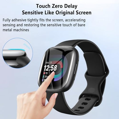 6-Pack Compatible for Fitbit Versa 4, HD Clear Flexible TPU Film, Bubble Free Full Coverage, Easy Install Kit for Fitbit Versa 4 Screen Protector - size: RM6-Fitbit Versa 4-US