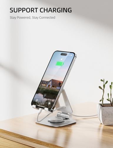 Nulaxy 360° Rotating Multi-Angle Adjustable Phone Stand, Silver - color: C-Silver