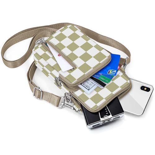BIAOTIE Lightweight Small Crossbody bags Cell Phone Purses Travel Pouch Shoulder Bag for Women - color: Beige Check
