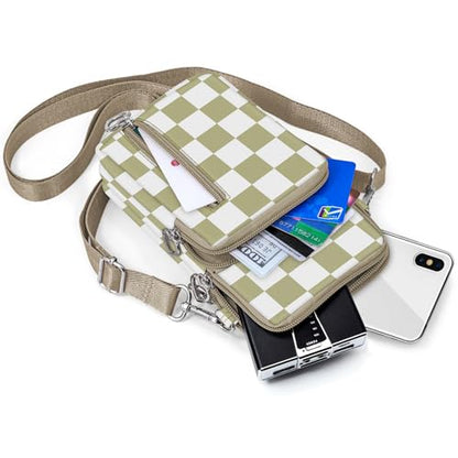 BIAOTIE Lightweight Small Crossbody bags Cell Phone Purses Travel Pouch Shoulder Bag for Women - color: Beige Check