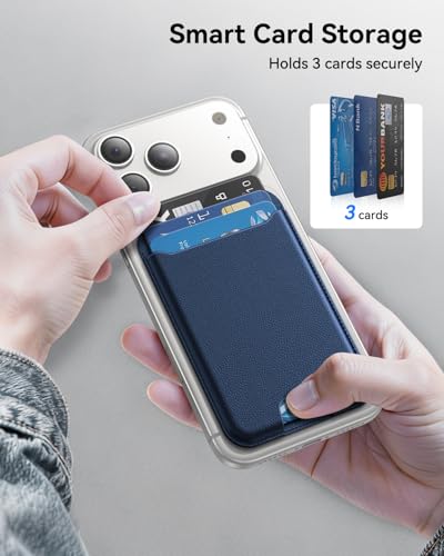 TWZKG for MagSafe Wallet, 3 Cards Holder, Slim Magnetic Phone Wallet for iPhone 17/16/15/14/13/12 Pro Max Plus Air Series,RFID Blocking Vegan Leather,Navy Blue - color: Navy Blue