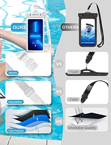 wellhouse Waterproof Phone Pouch, Waterproof Phone Case for iPhone 17 16 15 14 13 Pro Max XS Samsung, IPX8 3D Cellphone Dry Bag Beach Essentials (2 Pack - Black & White7.0, 7 inch) - color: 2 Pack - Black & White7.0"