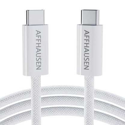 AFFHAUSEN USB-C to USB-C Cable 7ft (2.1m), 240W, Braided White - color: White