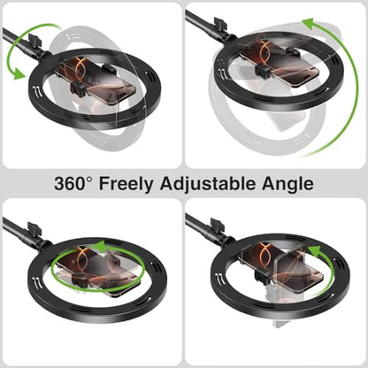 elitehood Overhead Phone Mount with Ring Light, Overhead Tripod for iPhone - style: Desk Stand with Light