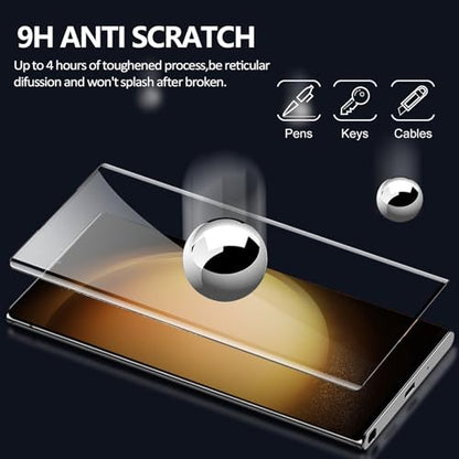 3 Pack HD Clear Tempered Glass Screen Protector for Samsung Galaxy S23 Ultra 5G, Fingerprint Unlock, 3D Curved, Scratch Resistant, Bubble-Free