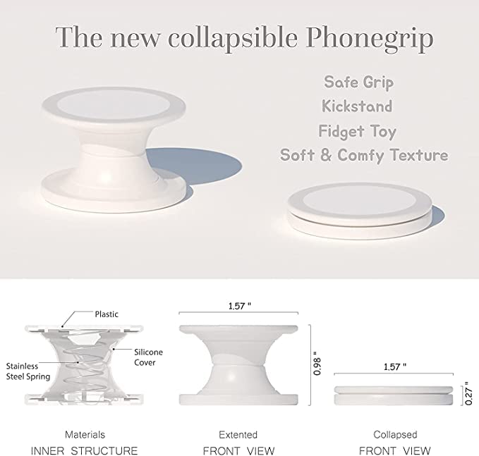 Collapsible Phone Bracket 360°Rotary Grips for Phones & Tablets(3 Pack) - White Rose Gold Geometric Pink Marble