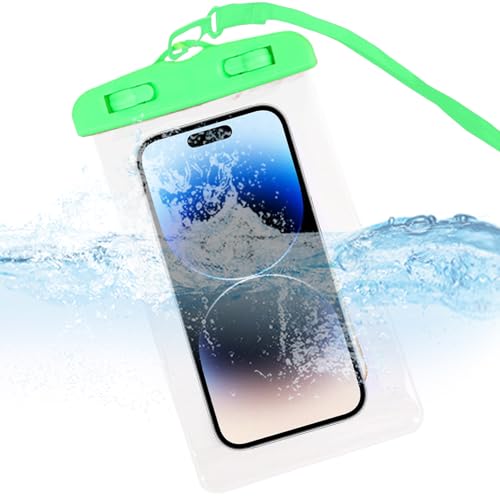 Waterproof Phone Pouch Touchscreen Transparent Phone Bag | Water Play Cellphone Bag for Beach Cruise Vacation Running Camping Swimming Cycling Kayak Diving Travel - color: Green