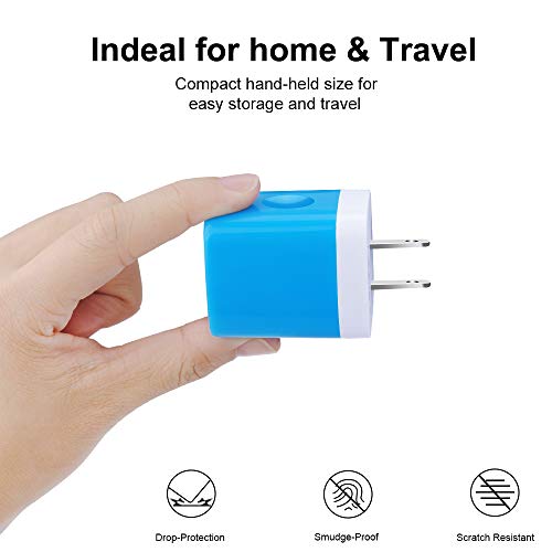 Wall Charger Adapter, USB Cubes,3Pack Universal Travel 3.1A Muti Port Plug - color: 3Pack-Blue