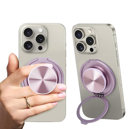 Cell Phone Grip for with Kickstand, Secure Hold for iPhone Cases, Adjustable Foldable Desktop Phone Holder Cradle Dock Compatible (Purple Stainless Steel) - color: Purple Stainless Steel