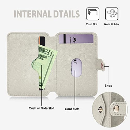Phone Wallet Stick On, Small Card Holder for Phone Case with Snap Closure - color: Beige
