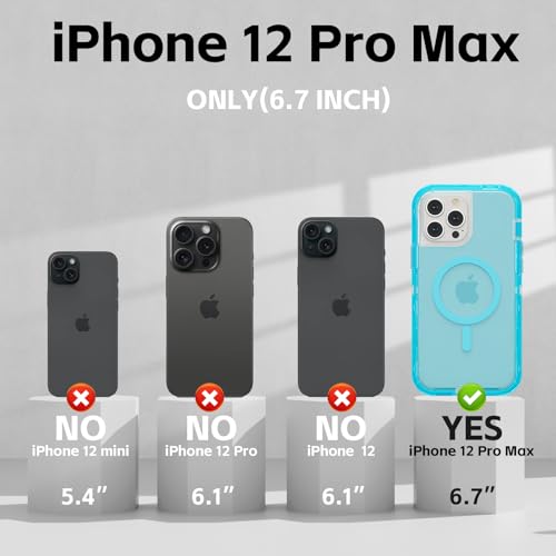 Follaroma Magnetic for iPhone 12 Pro Max Case, Heavy Duty Cases, Blue, 6.7" | Compatible with MagSafe, Heavy Duty Shock proof Protection, Military-Grade Anti-Drop, Dual Layer Transparent Protective Cover - color: Blue, size: iPhone 12 Pro Max 6.7''