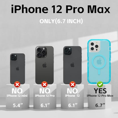 Follaroma Magnetic for iPhone 12 Pro Max Case, Heavy Duty Cases, Blue, 6.7" | Compatible with MagSafe, Heavy Duty Shock proof Protection, Military-Grade Anti-Drop, Dual Layer Transparent Protective Cover - color: Blue, size: iPhone 12 Pro Max 6.7''
