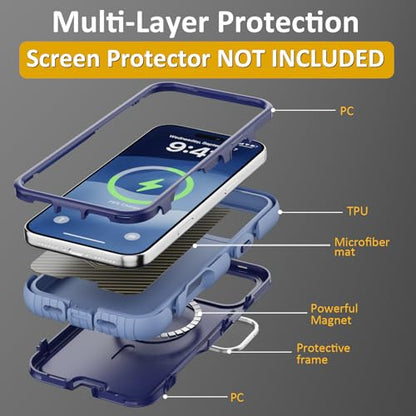 Follaroma for iPhone 17 Pro Max Case with Stand,Built-in Camera Cover,Compatible with MagSafe,Heavy Duty Shockproof Protection Phone Case,Anti-Drop,Magnetic Dual Layer Protective Cover,6.9"Blue-Purple - color: Blue-Purple, size: iPhone 17 Pro Max 6.9''