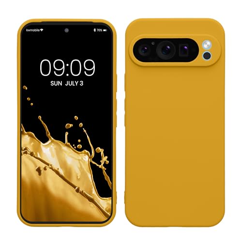 kwmobile Case Compatible with Google Pixel 9 Pro XL Case - Protective Slim TPU Phone Cover - Soft Matte Finish - Honey Yellow - color: honey yellow
