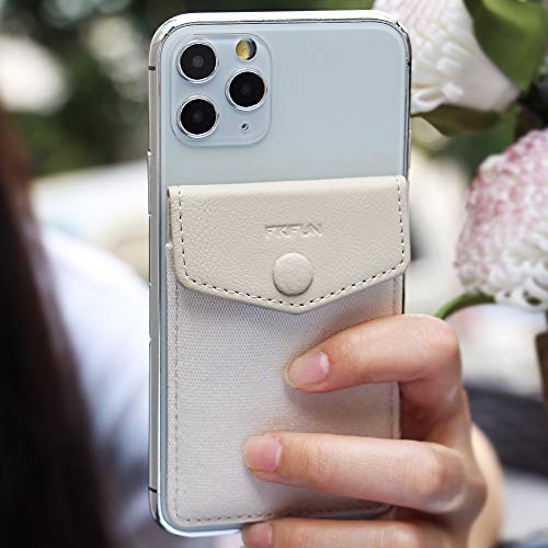Ultra-Slim Self Adhesive Credit Card Leather Wallet - color: C:Beige