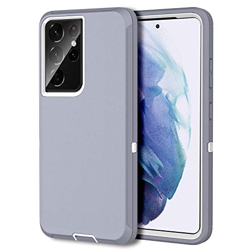 MXX Case Compatible with Galaxy S21 Ultra Case, 3-Layer Super Full Heavy Duty Body Bumper Cover/Shock Protection/Dust Proof, Designed for Samsung Galaxy S21 Ultra 5G 6.8 Inch 2021 (Gray/White) - color: Gray/White