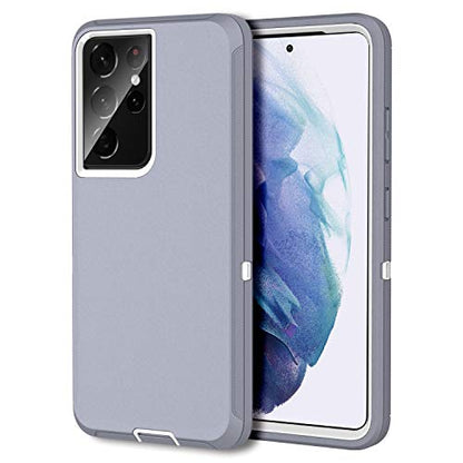 MXX Case Compatible with Galaxy S21 Ultra Case, 3-Layer Super Full Heavy Duty Body Bumper Cover/Shock Protection/Dust Proof, Designed for Samsung Galaxy S21 Ultra 5G 6.8 Inch 2021 (Gray/White) - color: Gray/White
