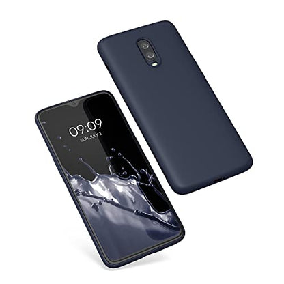 kwmobile Case Compatible with OnePlus 6T Case - Slim Protective TPU Silicone Phone Cover - Dark Blue Matte - color: dark blue matte