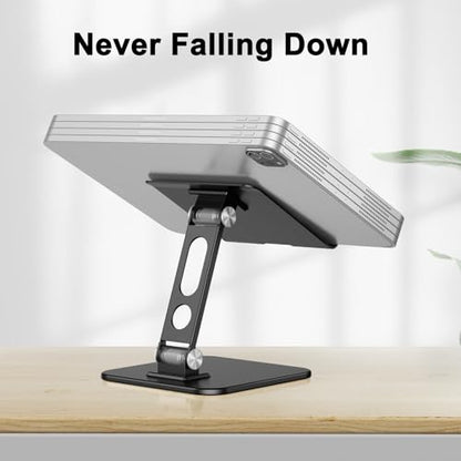 OMOTON Upgraded Adjustable Tablet Stand Holder, Heavy Duty Foldable Portable Monitor Stand, Travel Essentials for iPad Pro/Air/Mini, Surface Pro, 4.7''-15.6', Black - color: Black