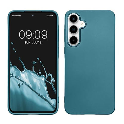 kwmobile Case Compatible with Samsung Galaxy A55 5G Case - Soft Slim Metallic TPU Silicone Cover - Metallic Caribbean Blue - color: Metallic Caribbean Blue, size: Galaxy A55 5G