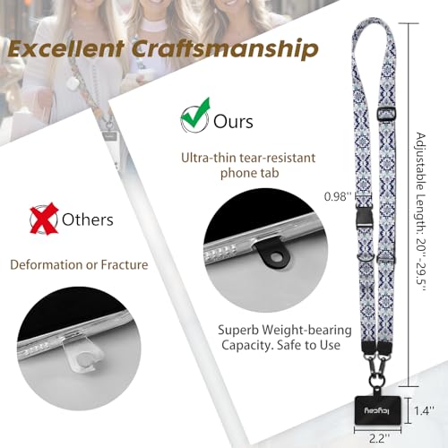 Icycay Phone Lanyard Crossbody Strap Neck Adjustable Teacher Women Boho - color: Boho Navy Blue