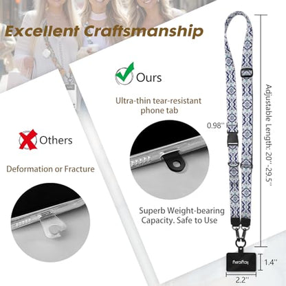 Icycay Phone Lanyard Crossbody Strap Neck Adjustable Teacher Women Boho - color: Boho Navy Blue