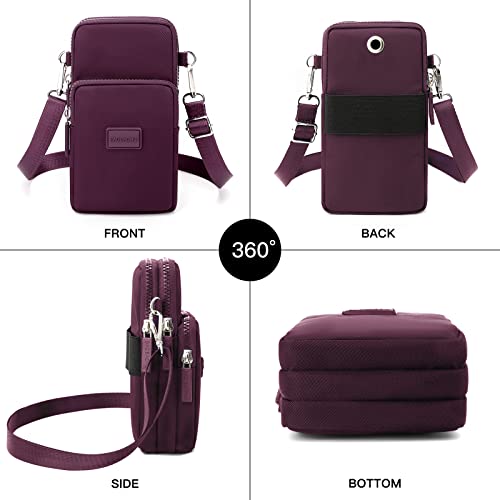YINHEXI Small Crossbody Bags for Women Trendy, Mini Triple Compartment Cell Phone Crossbody Wallet Purses - color: Dark Purple