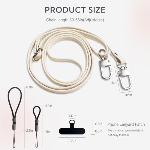 BFSD·DM Phone Crossbody Strap, 2× Pads,1× Leather,1× Phone Wrist Strap,1× Adjustable Finger Strap,Crossbody Phone Lanyards,Compatible with Most Smartphones(Pale Apricot) - color: Pale Apricot
