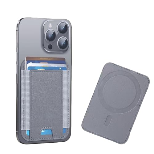 7 Cards Holder for MagSafe Wallet, Stronger Magnetic Wallet RFID Blocking for iPhone 17/16/15/14/13/12 and Pro Promax Series - color: Grey elastic wallet