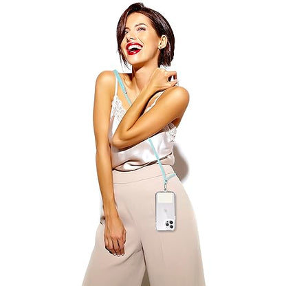 TBOC 2X Cell Phone Lanyard [Light Blue] - Comfortable Universal Smartphone Lanyard - Easy to Use Neck Phone Holder [White Ice Patch] - Adjustable Length Phone Strap Crossbody - Fits All Mobile Phones - color: Light Blue