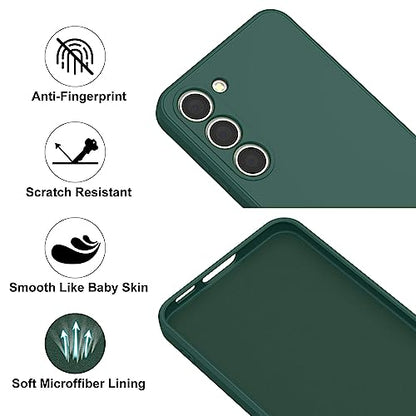 Vanjua Case for Samsung Galaxy S23 (Only), Stylish Liquid Silicone Slim Full-Body Protective Cover Compatible with Samsung Galaxy S23 5G 6.1 Inch Phone Case (Dark Green) - color: Dark Green