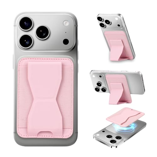 for MagSafe Wallet with Stand Grip, 5 Card Holder for iPhone Pink - color: Pink