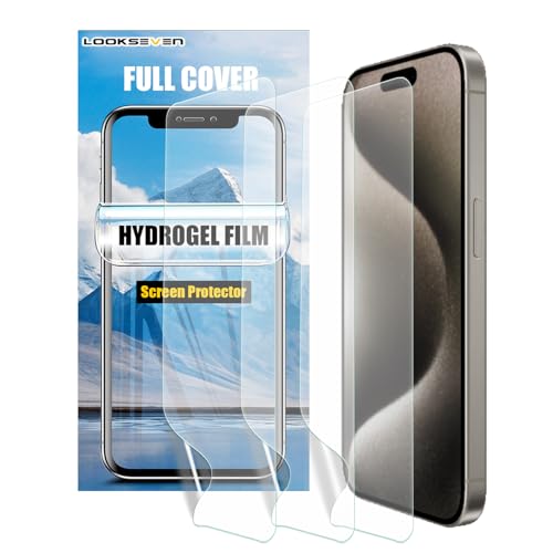 LOOKSEVEN 3 Pack Hydrogel Film For iPhone 15 Pro - size: iPhone 15 Pro
