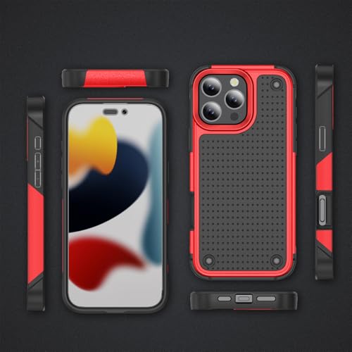 Designed for iPhone 16 Pro Max Case 2 in 1 Gift Militay Grade Drop Protective Rugged Heavy Duty Cover Shockproof Case for iPhone 16 Pro Max Phone Case for Women Men Boy Girl (Red) - color: Red