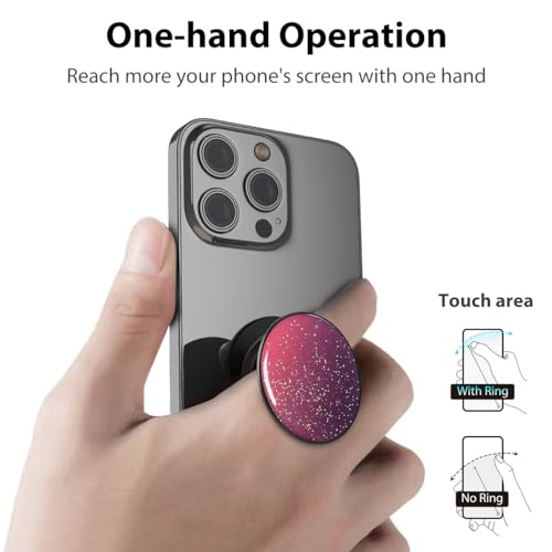 Phone Grip Holder, Phone Ring Holder Finger Kickstand, Adjustable Metal Cell Phone Rings Gripper Stand Work with Magnetic Car Mount for iPhone Samsung &Other Phones - Sky Red - color: Sky Sparkle Red
