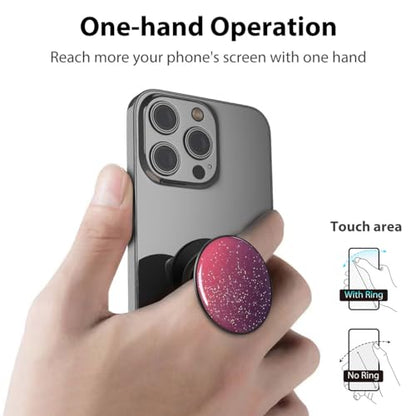 Phone Grip Holder, Phone Ring Holder Finger Kickstand, Adjustable Metal Cell Phone Rings Gripper Stand Work with Magnetic Car Mount for iPhone Samsung &Other Phones - Sky Red - color: Sky Sparkle Red