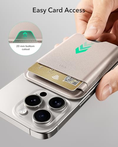 ESR for MagSafe Wallet, 5 Card Holder for Phone Case, RFID Blocking | MagSafe Sticker Included, Slim Magnetic Wallet for iPhone 17e/17/16/15/14/13/12, Selected Samsung Galaxy, Desert Titanium - color: Desert Titanium