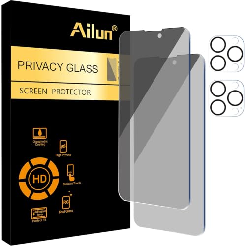 Ailun Privacy Screen Protector + Camera Lens Protector for iPhone 14 Pro