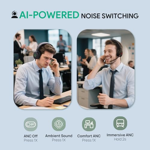 Yealink WH68 Wireless Headsets with 6 Mics for Work Active Noise Cancelling - style: WH68 UC